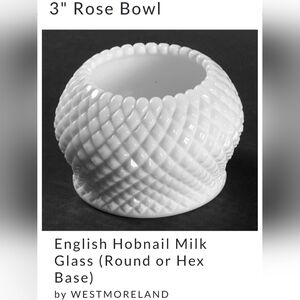 Vntg Westmoreland "English Hobnail" Milk Glass Rose Bowl 3" Tall x 4" Wide